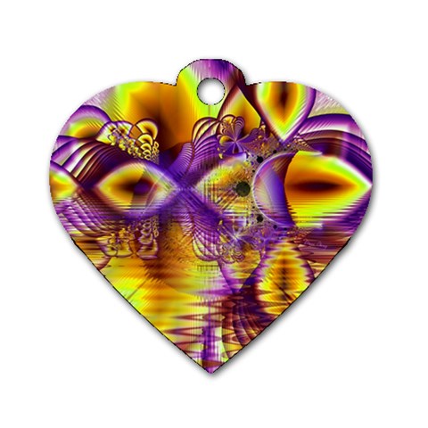 Golden Violet Crystal Palace, Abstract Cosmic Explosion Dog Tag Heart (One Sided)  from ArtsNow.com Front