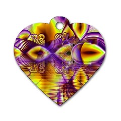 Golden Violet Crystal Palace, Abstract Cosmic Explosion Dog Tag Heart (Two Sided) from ArtsNow.com Front