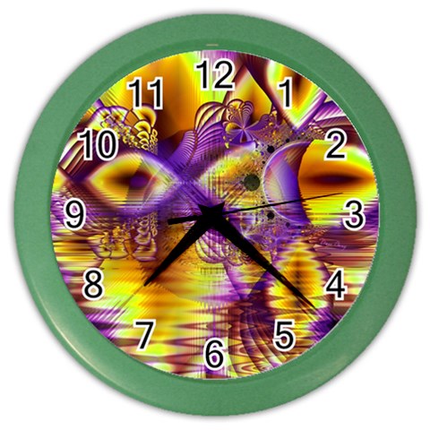 Golden Violet Crystal Palace, Abstract Cosmic Explosion Wall Clock (Color) from ArtsNow.com Front