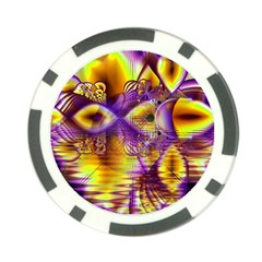 Golden Violet Crystal Palace, Abstract Cosmic Explosion Poker Chip from ArtsNow.com Front