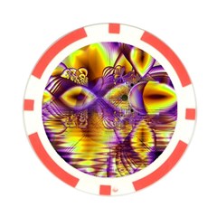 Golden Violet Crystal Palace, Abstract Cosmic Explosion Poker Chip from ArtsNow.com Front