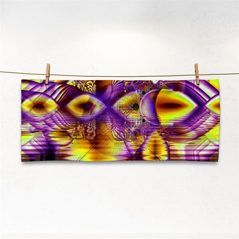 Golden Violet Crystal Palace, Abstract Cosmic Explosion Hand Towel from ArtsNow.com Front