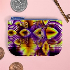 Golden Violet Crystal Palace, Abstract Cosmic Explosion Coin Change Purse from ArtsNow.com Front