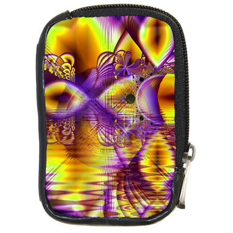 Golden Violet Crystal Palace, Abstract Cosmic Explosion Compact Camera Leather Case from ArtsNow.com Front