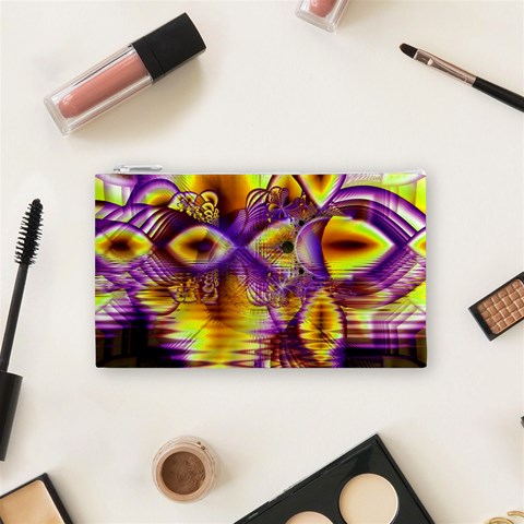 Golden Violet Crystal Palace, Abstract Cosmic Explosion Cosmetic Bag (Small) from ArtsNow.com Front