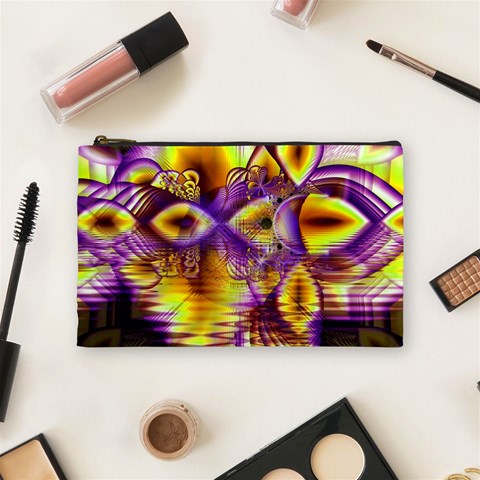 Golden Violet Crystal Palace, Abstract Cosmic Explosion Cosmetic Bag (Medium) from ArtsNow.com Front