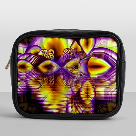 Golden Violet Crystal Palace, Abstract Cosmic Explosion Mini Travel Toiletry Bag (One Side) from ArtsNow.com Front