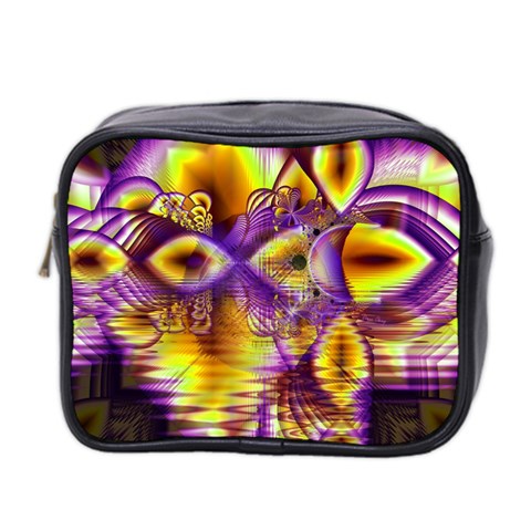 Golden Violet Crystal Palace, Abstract Cosmic Explosion Mini Travel Toiletry Bag (Two Sides) from ArtsNow.com Front