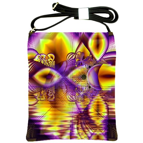 Golden Violet Crystal Palace, Abstract Cosmic Explosion Shoulder Sling Bag from ArtsNow.com Front