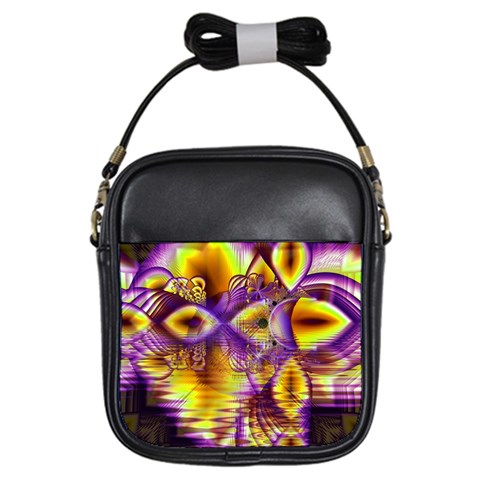 Golden Violet Crystal Palace, Abstract Cosmic Explosion Girl s Sling Bag from ArtsNow.com Front