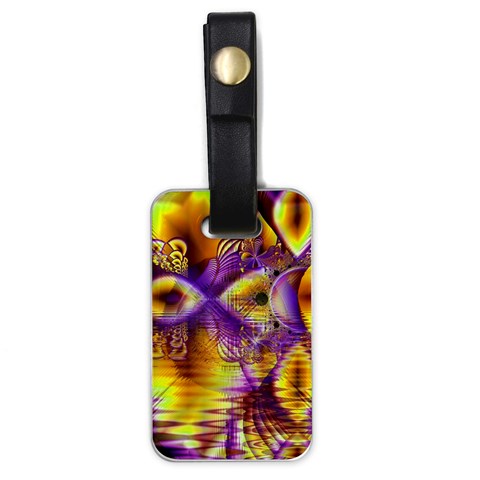 Golden Violet Crystal Palace, Abstract Cosmic Explosion Luggage Tag (One Side) from ArtsNow.com Front