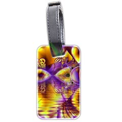 Golden Violet Crystal Palace, Abstract Cosmic Explosion Luggage Tag (Two Sides) from ArtsNow.com Back