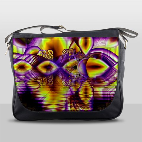 Golden Violet Crystal Palace, Abstract Cosmic Explosion Messenger Bag from ArtsNow.com Front