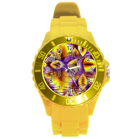 Golden Violet Crystal Palace, Abstract Cosmic Explosion Plastic Sport Watch (Large) from ArtsNow.com Front