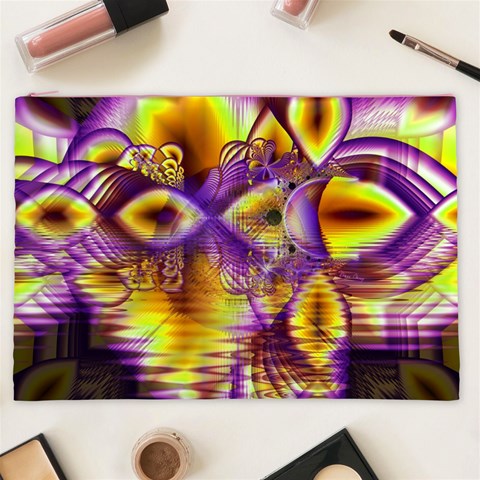 Golden Violet Crystal Palace, Abstract Cosmic Explosion Cosmetic Bag (XXL) from ArtsNow.com Front