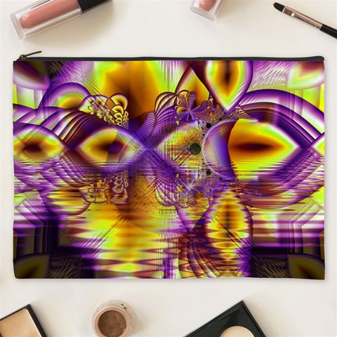 Golden Violet Crystal Palace, Abstract Cosmic Explosion Cosmetic Bag (XXXL) from ArtsNow.com Front