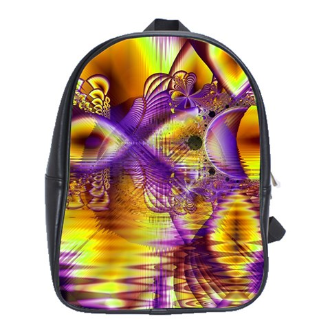 Golden Violet Crystal Palace, Abstract Cosmic Explosion School Bag (XL) from ArtsNow.com Front