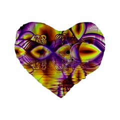 Golden Violet Crystal Palace, Abstract Cosmic Explosion 16  Premium Heart Shape Cushion  from ArtsNow.com Front