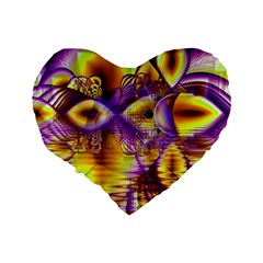 Golden Violet Crystal Palace, Abstract Cosmic Explosion 16  Premium Heart Shape Cushion  from ArtsNow.com Back