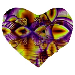 Golden Violet Crystal Palace, Abstract Cosmic Explosion 19  Premium Heart Shape Cushion from ArtsNow.com Front