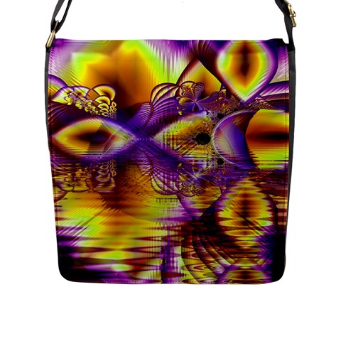 Golden Violet Crystal Palace, Abstract Cosmic Explosion Flap Closure Messenger Bag (Large) from ArtsNow.com Front