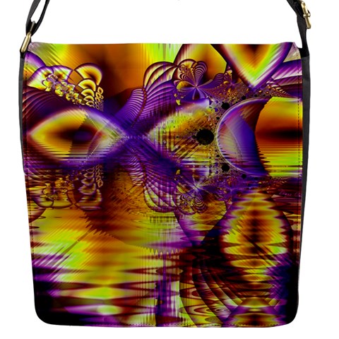 Golden Violet Crystal Palace, Abstract Cosmic Explosion Flap Closure Messenger Bag (Small) from ArtsNow.com Front