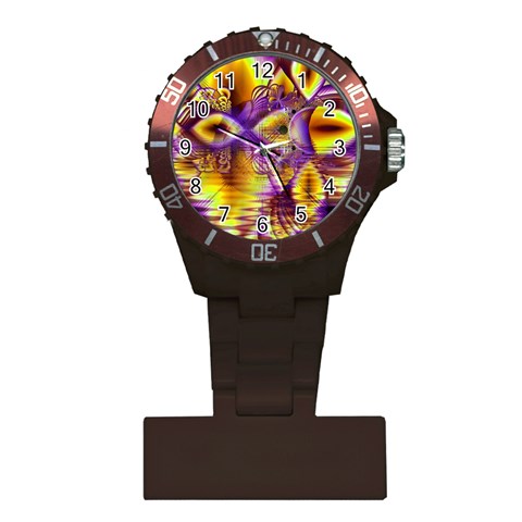 Golden Violet Crystal Palace, Abstract Cosmic Explosion Nurses Watch from ArtsNow.com Front