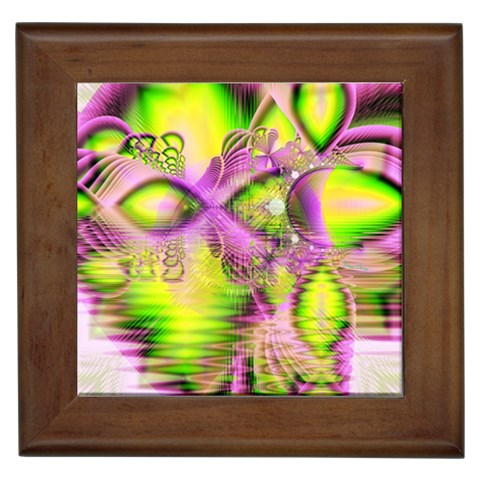 Raspberry Lime Mystical Magical Lake, Abstract  Framed Ceramic Tile from ArtsNow.com Front