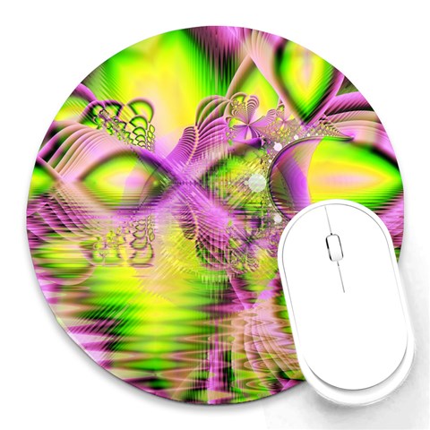 Raspberry Lime Mystical Magical Lake, Abstract  8  Mouse Pad (Round) from ArtsNow.com Front