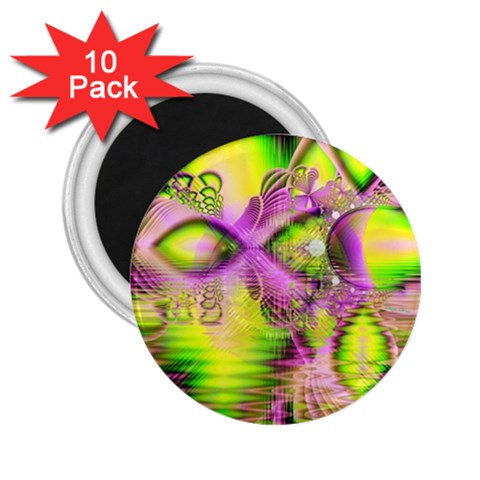 Raspberry Lime Mystical Magical Lake, Abstract  2.25  Button Magnet (10 pack) from ArtsNow.com Front