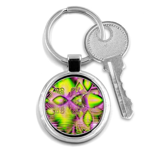 Raspberry Lime Mystical Magical Lake, Abstract  Key Chain (Round) from ArtsNow.com Front