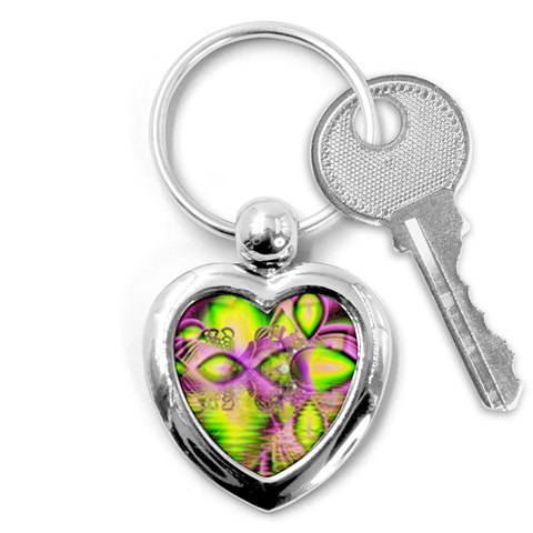 Raspberry Lime Mystical Magical Lake, Abstract  Key Chain (Heart) from ArtsNow.com Front