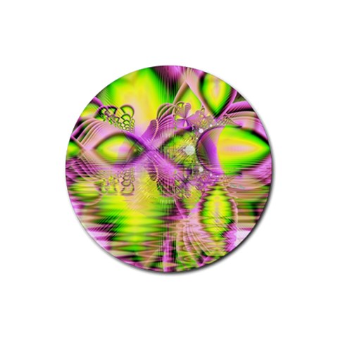 Raspberry Lime Mystical Magical Lake, Abstract  Drink Coaster (Round) from ArtsNow.com Front