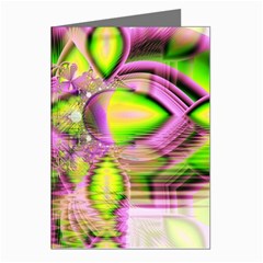 Raspberry Lime Mystical Magical Lake, Abstract  Greeting Card (8 Pack) from ArtsNow.com Left