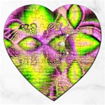 Raspberry Lime Mystical Magical Lake, Abstract  Jigsaw Puzzle (Heart)