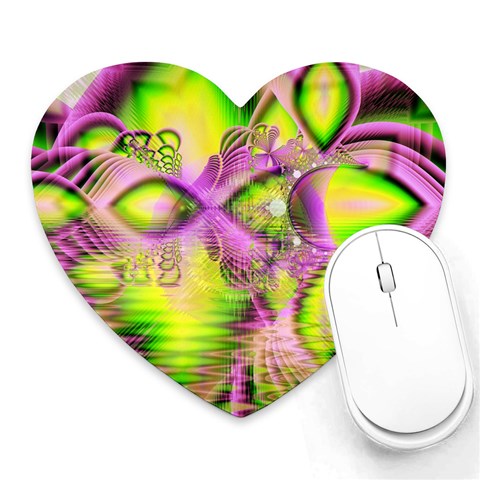 Raspberry Lime Mystical Magical Lake, Abstract  Mouse Pad (Heart) from ArtsNow.com Front