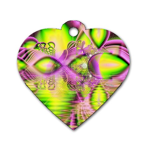 Raspberry Lime Mystical Magical Lake, Abstract  Dog Tag Heart (One Sided)  from ArtsNow.com Front