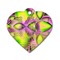 Raspberry Lime Mystical Magical Lake, Abstract  Dog Tag Heart (Two Sided) from ArtsNow.com Front