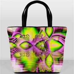 Raspberry Lime Mystical Magical Lake, Abstract  Bucket Handbag from ArtsNow.com Front