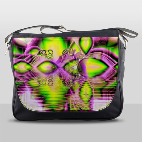 Raspberry Lime Mystical Magical Lake, Abstract  Messenger Bag from ArtsNow.com Front