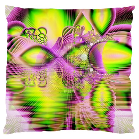 Raspberry Lime Mystical Magical Lake, Abstract  Large Cushion Case (Single Sided)  from ArtsNow.com Front