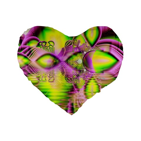 Raspberry Lime Mystical Magical Lake, Abstract  16  Premium Heart Shape Cushion  from ArtsNow.com Front