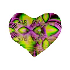 Raspberry Lime Mystical Magical Lake, Abstract  16  Premium Heart Shape Cushion  from ArtsNow.com Back