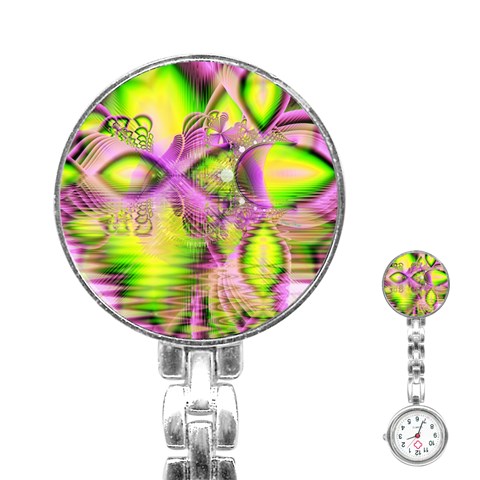 Raspberry Lime Mystical Magical Lake, Abstract  Stainless Steel Nurses Watch from ArtsNow.com Front