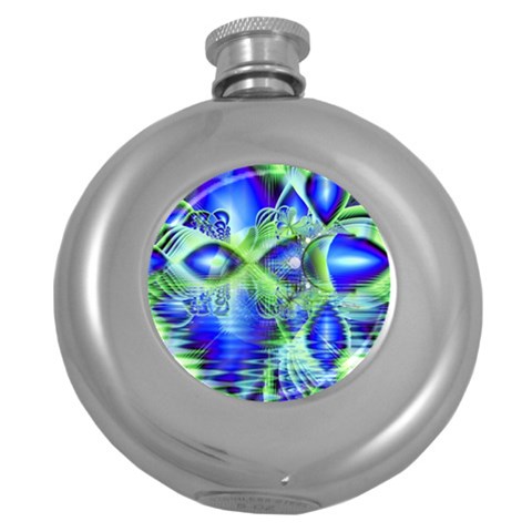 Irish Dream Under Abstract Cobalt Blue Skies Hip Flask (Round) from ArtsNow.com Front