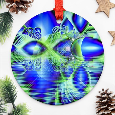 Irish Dream Under Abstract Cobalt Blue Skies Round Ornament (Two Sides) from ArtsNow.com Back