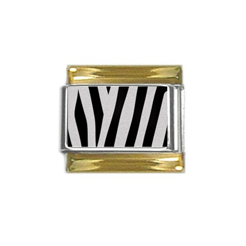 Zebra Gold Trim Italian Charm (9mm) from ArtsNow.com Front