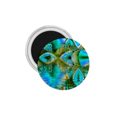 Crystal Gold Peacock, Abstract Mystical Lake 1.75  Button Magnet from ArtsNow.com Front