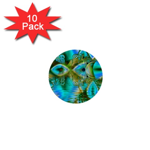 Crystal Gold Peacock, Abstract Mystical Lake 1  Mini Button (10 pack) from ArtsNow.com Front