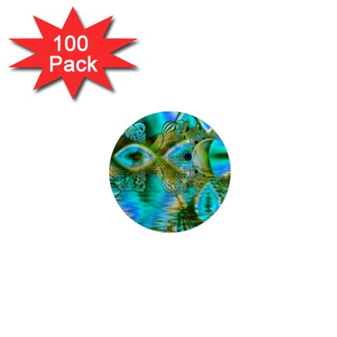 Crystal Gold Peacock, Abstract Mystical Lake 1  Mini Button Magnet (100 pack) from ArtsNow.com Front